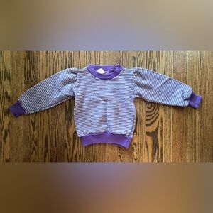 Vintage 80’s Buster Brown Purple & Grey Striped Sweater with Bright Purple Trim